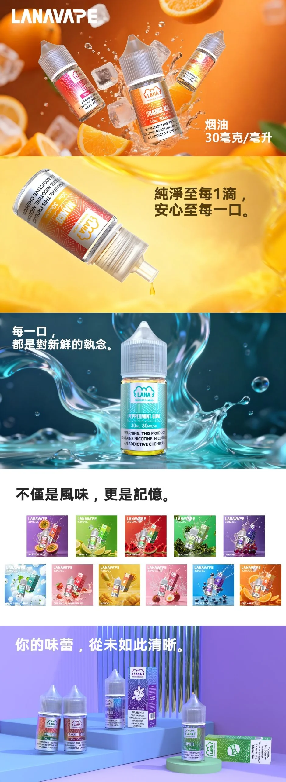 LANA-煙油-特點解析-口味選擇表 LANA-煙油-特點解析-口味選擇表